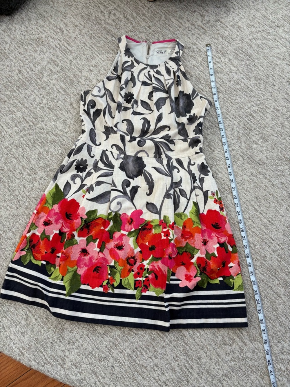 Eliza J Floral Fit-and-Flare Dress in White, Black, Red, Pink, Green